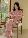 Lian Loungewear breathable cotton gauze pajama set with soft textured fabric, relaxed fit, and lining for comfortable sleep or lounging.