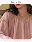 Lian Loungewear breathable cotton gauze pajama set with lining, soft textured cotton, relaxed fit for sleep or lounging.