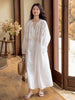 Lian Loungewear embroidered cotton pajamas set or nightgown dress, soft breathable slub cotton, loose fit sleepwear and lounge wear