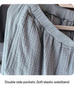 Lian Loungewear embroidered double gauze cotton pajama set with lightweight, soft sleepwear for comfortable lounging and sleeping.