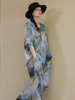 Lian Loungewear watercolor tie-dye bamboo cotton pajamas set or dress with soft pastel colors and comfortable relaxed fit.