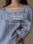 Lian Loungewear embroidered cotton jacquard pajamas featuring intricate floral embroidery and soft, comfortable fabric.