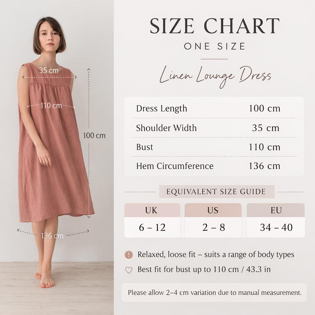 Green sleeveless linen lounge dress by Lian Loungewear with round neckline and relaxed fit, perfect for comfortable casual wear.