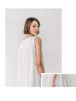 Lian Loungewear green sleeveless linen lounge dress with round neckline, lightweight and comfortable for relaxed wear.