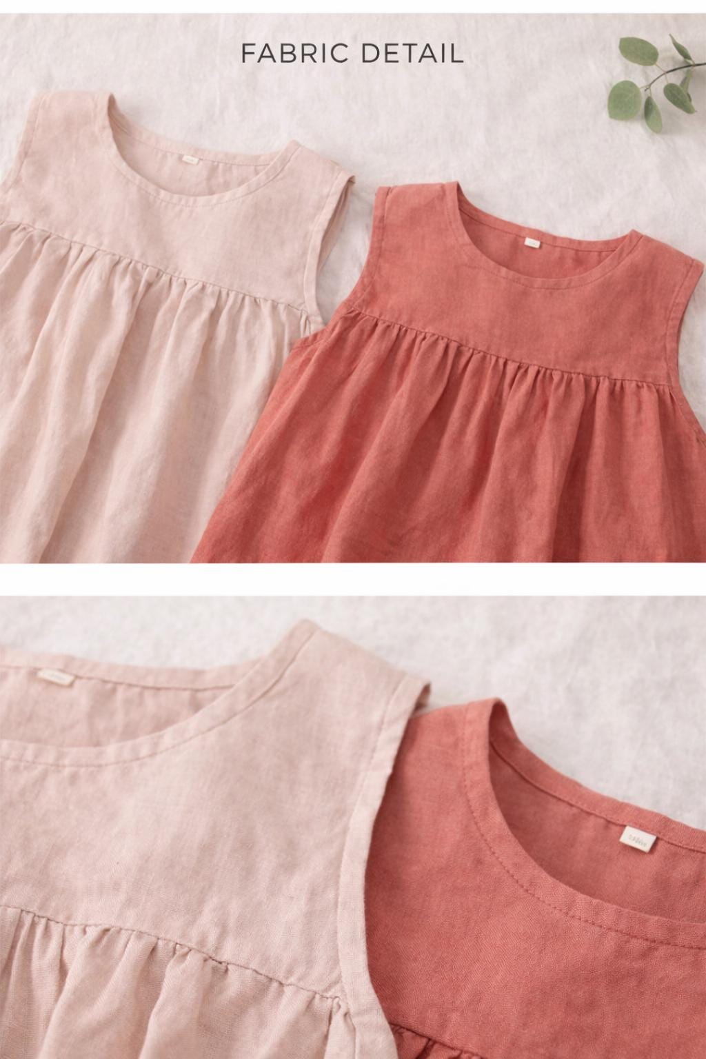 Green 100% linen sleeveless lounge dress by Lian Loungewear with a round neck, casual and comfortable for relaxed wear.