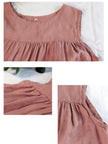 Lian Loungewear 100% linen sleeveless lounge dress with round neck in green, lightweight and comfortable for relaxed wear.