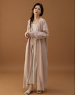 Lian Loungewear Japanese kimono robe made of embroidered cotton gauze with intricate floral embroidery, relaxed fit and lightweight fabric.