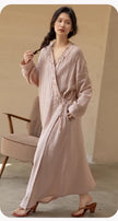 Lian Loungewear Japanese kimono robe made of embroidered cotton gauze, featuring traditional design and soft, breathable fabric.