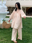 Lian Loungewear bamboo cotton pajama set with long and short pants, featuring soft, breathable fabric for comfortable sleepwear.