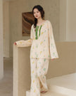 Lian Loungewear Oriental Floral Bamboo Cotton Sleepwear set with a floral pattern and soft fabric, ideal for comfortable nightwear.
