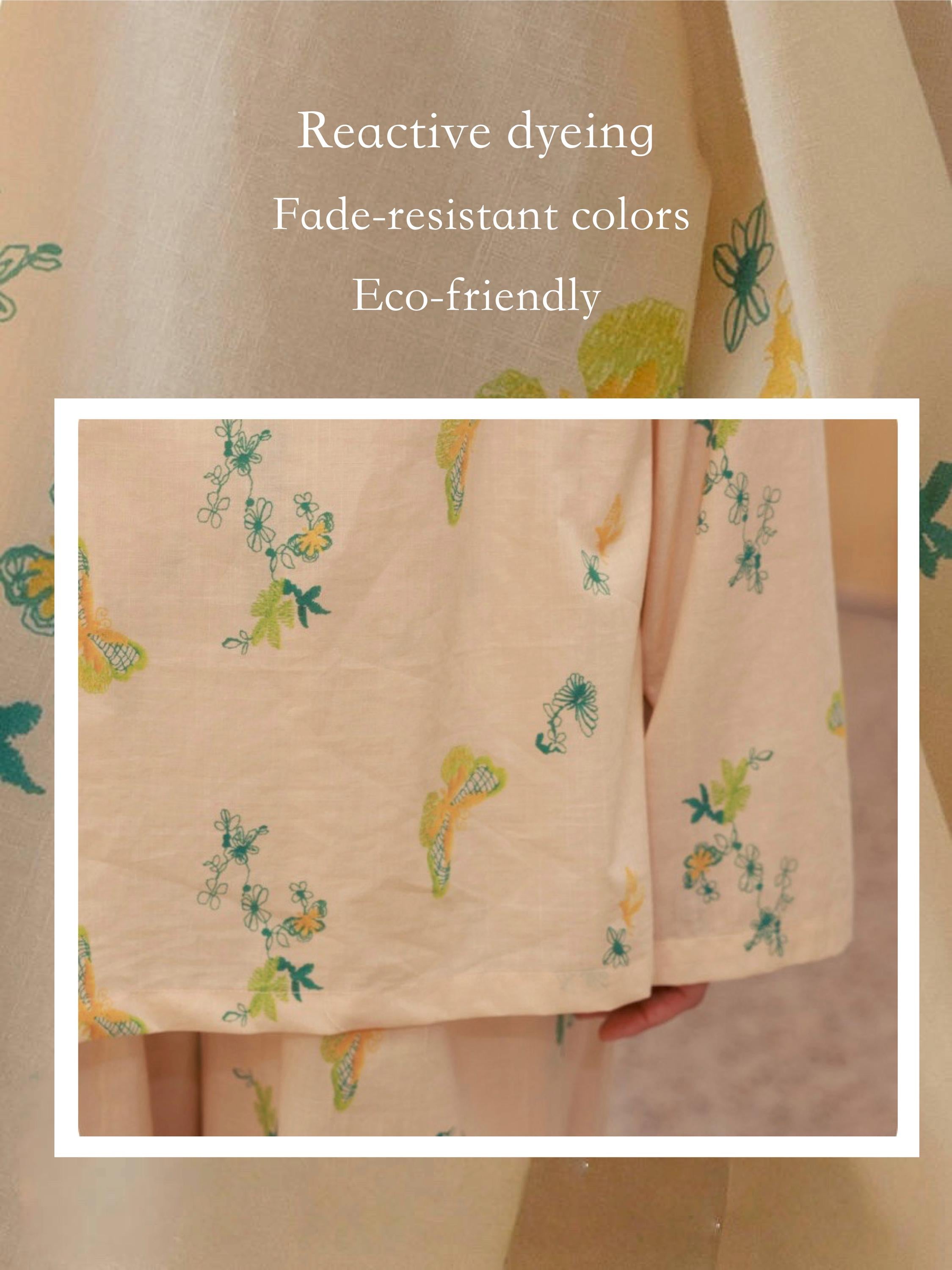 Lian Loungewear Oriental Floral Bamboo Cotton Sleepwear with a floral pattern and soft bamboo cotton fabric.