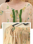 Lian Loungewear Oriental Floral Bamboo Cotton Sleepwear with a floral pattern and lightweight, soft bamboo cotton fabric.