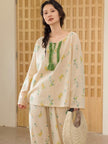 Lian Loungewear Oriental Floral Bamboo Cotton Sleepwear with a floral pattern and soft, breathable fabric.