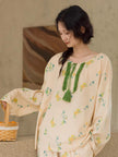 Lian Loungewear Oriental Floral Bamboo Cotton Sleepwear featuring a floral pattern and soft, comfortable fabric for restful sleep.