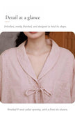 Pink cotton gauze pajama set from Lian Loungewear, featuring comfortable, lightweight fabric and relaxed fit for cozy sleepwear.