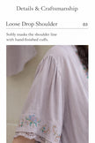 Lian Loungewear bamboo cotton women's loungewear set with short top, long pants, breathable fabric, embroidered details.