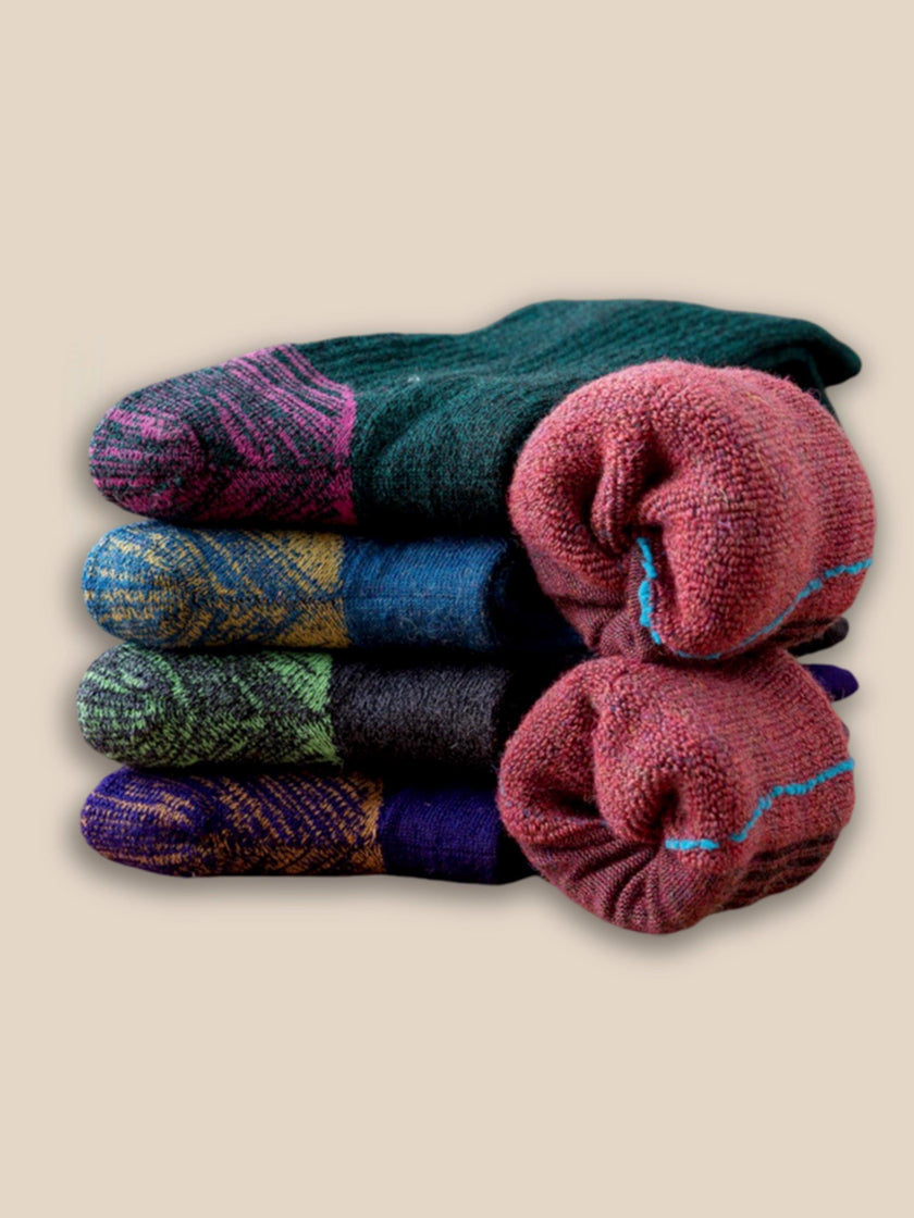 Lian Loungewear Merino wool gift pack includes thermal slipper socks for men and women, cushioned terry-lined alpaca socks.