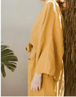White 100% linen kimono robe for women, lightweight summer bathrobe, Japanese loungewear, displayed with six color options.