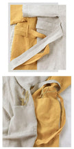 White 100% linen kimono robe for women, lightweight Japanese loungewear, with a relaxed fit and six color options.