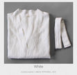 White 100% linen kimono robe for women by Lian Loungewear, lightweight summer dressing gown with a relaxed fit and six color options.
