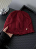 Wine red 100% Merino Wool cable knit beanie by Lian Loungewear, soft warm winter hat for women, cozy knitted wool cap.