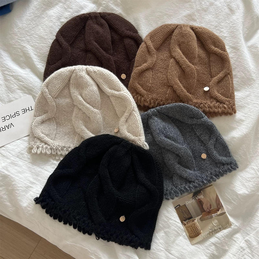 Wine red 100% Merino wool cable knit beanie for women, soft warm winter hat, cozy knitted wool cap, perfect for cold weather.