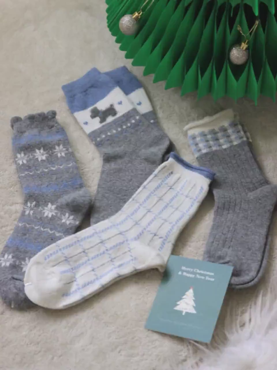 Natural Merino Wool & Cotton Blend Socks Gift Box | Alpaca Wool Socks for Girls | Two Colour Themes | Christmas Stocking Fillers