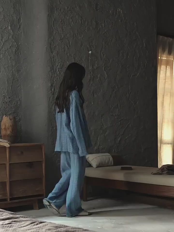 Gauze Cotton Pajamas Set for Women | Zen Meditation Outfit | Soft Breathable Loungewear | Relaxed Homewear | Gift for Her