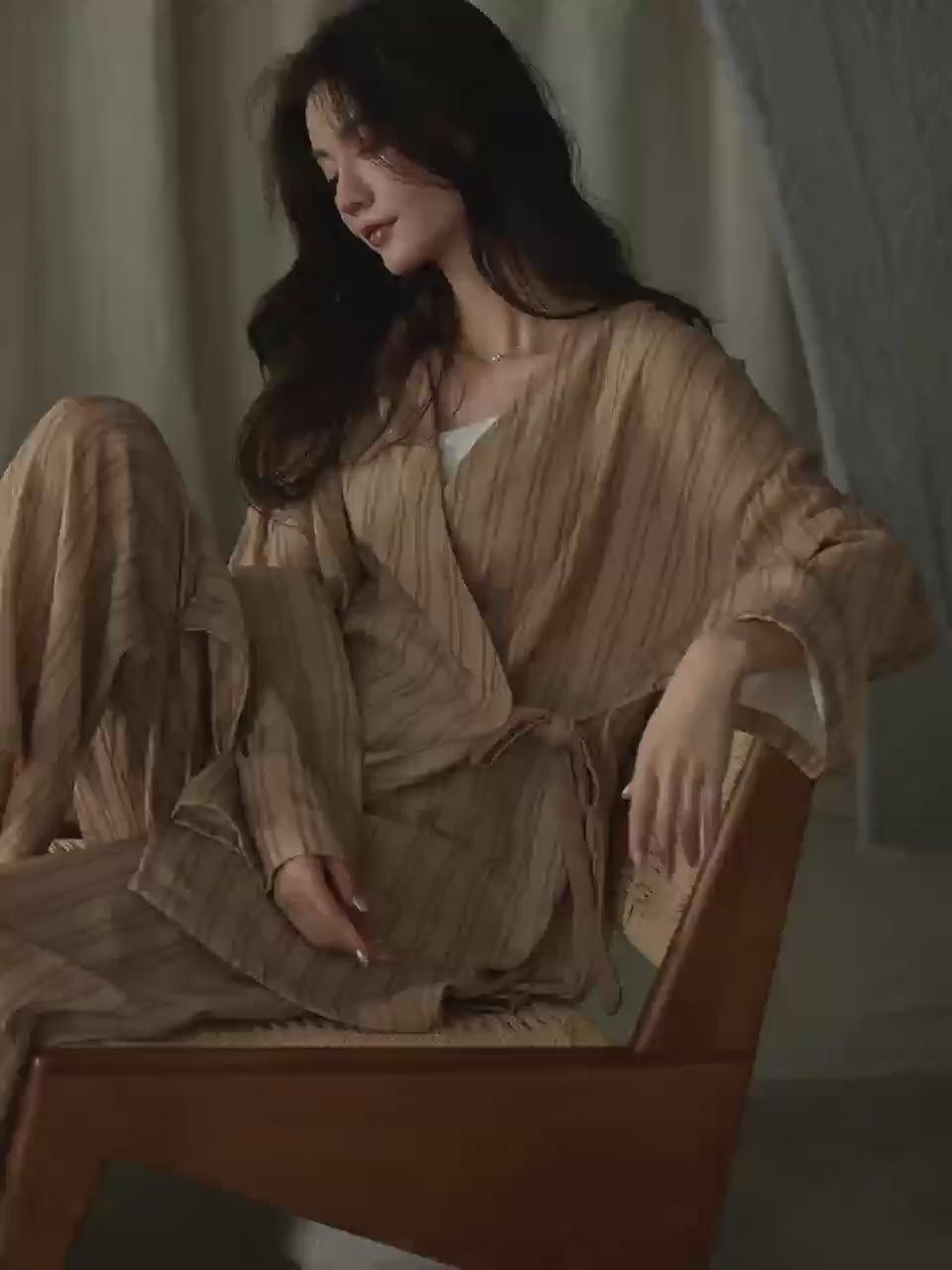 Cotton Gauze Kimono Pajama Set, Japanese Loungewear