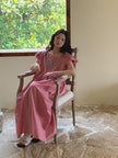 Bamboo Slub Cotton Loungewear Set Women Soft Breathable Summer Pajama Set Vintage Embroidered Lounge Dress & Pants Cottage Style Homewear