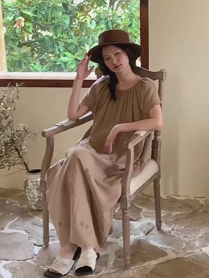 Embroidered Cotton Gauze Nightdress or Pants Set | Soft Muslin Loungewear | Vintage Ruffle Sleeves | Breathable Sleepwear | Relaxed Fit Gift